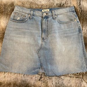 Madewell Light Washed Rigid Denim Mini Skirt